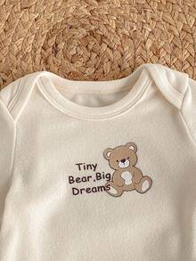 Loomiva 新生儿男女宝宝卡通小熊图案针织柔软圆领长袖连体衣和松紧腰裤两件套，新生儿服装套装，婴儿服装套装，小熊套装，男女宝宝通用，中性婴儿服装，秋冬季