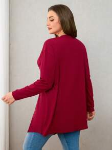 INAWLY Plus Size Solid Color Casual Daily Match All-Match Coat Fall Winter Cloth For Women Autumn - Red - View 2