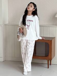 Dazy Kids 青少年女孩休闲家居服睡衣，秋季 - 白色 - 查看 4