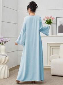 Yasmyna 优雅奢华的拼布设计宽松时尚年轻女士连衣裙 - 藍色 - 查看 2