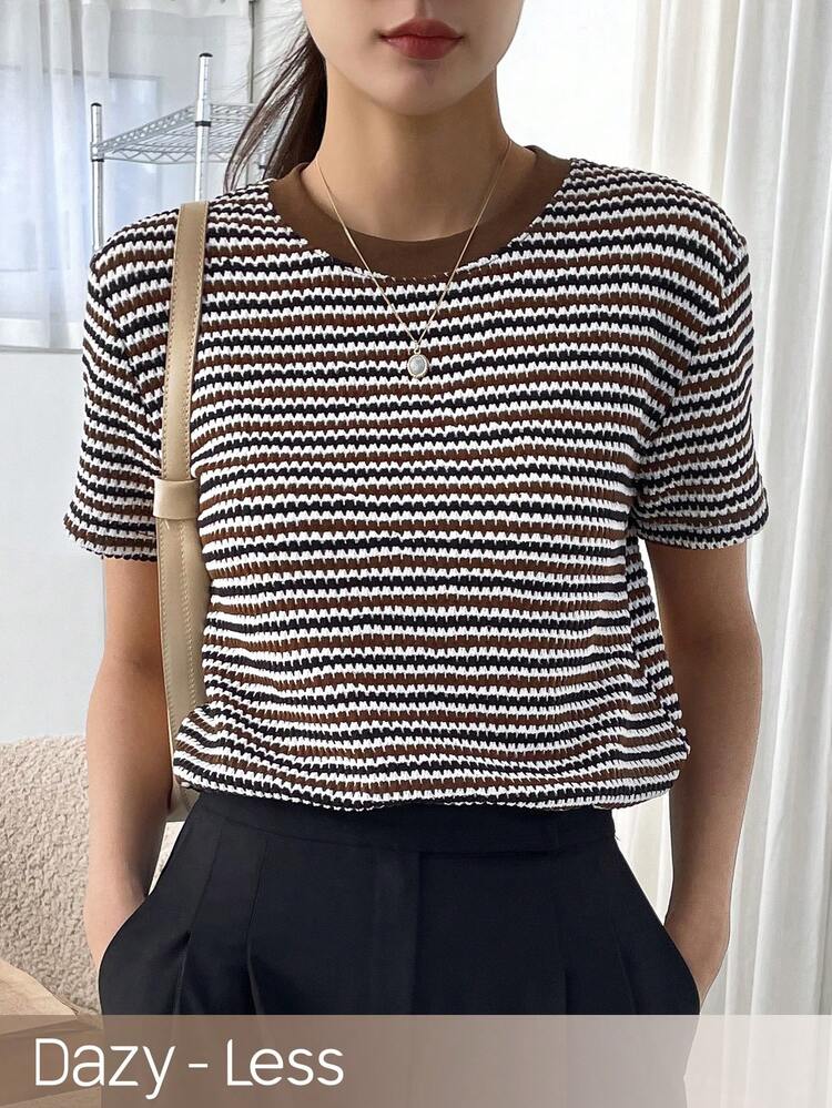 Women's Casual Vacation & Commute Colorblock Striped Print Short Sleeve T-Shirt, Summer