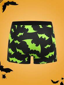 Notgurli 3pcs Glow-In-The-Dark Bat Print Funny Comfortable Contrast Color Men's Boxer Briefs, Halloween - Multicolor - View 7