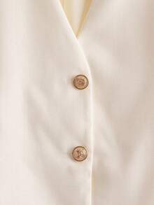 Franclia Fashionable Elegant Commuting Minimalist Solid Color Jacket Fall Winter Cloth For Women - White - View 3