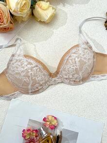 Women's Elegant Lace Patchwork Underwire Bra - White - View 1