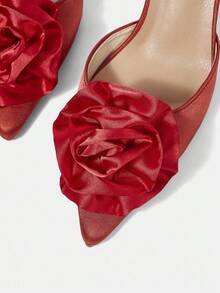 CUCCOO HITCHD Women's Retro Embroidered Pointed Toe High Heel Slingback Shoes - Bordeaux - View 11