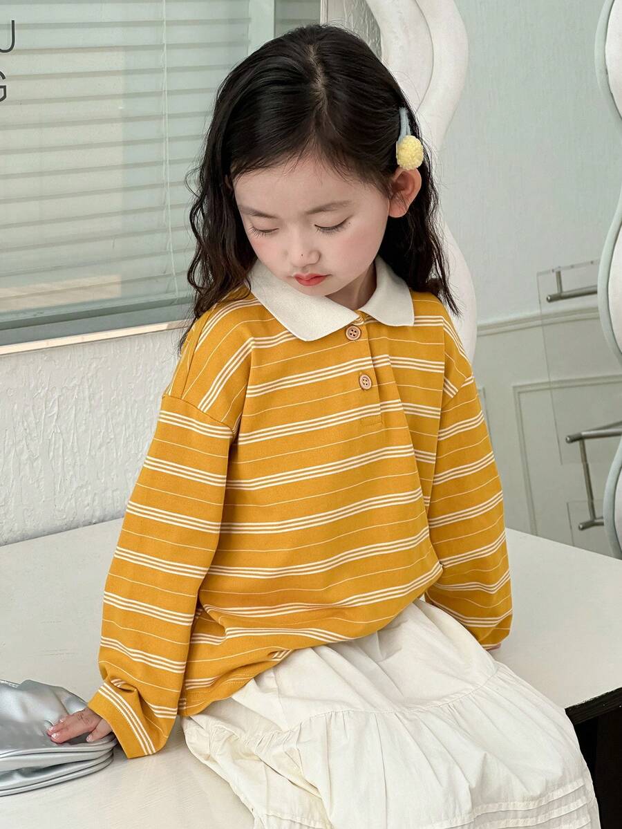 DAZY 女童T恤，秋季款 - 黃色 - 查看 1