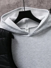 SHEIN 3pcs Casual Solid Color Loose Fit Hoodie, Vest And Sweatpants Set For Teens, Suitable For Commuting, School, Daily Casual, Travel, Sports, All Seasons, Boys 3 Piece Winter Set