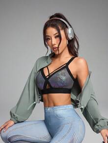Innovista 时尚性感高弹闪亮运动文胸，适合健身房、休闲室和夜间外出穿着。采用优质柔软面料，配有可拆卸胸垫和可调节肩带，提供舒适的中等支撑。多功能运动服，透气性佳，提供稳固支撑。金属动物闪光训练上衣，适合日常休闲运动、普拉提训练、秋季功能性交叉露背晚宴等场合。 - 彩色 - 查看 7
