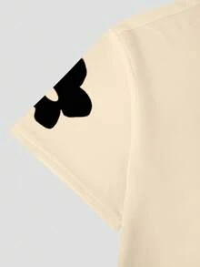 Chillumni Men's Summer Casual Floral & Letter Print T-Shirt - Khaki - View 6