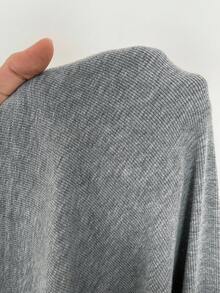 Rustia 大码女式纯色褶饰优雅收腰单肩连衣裙 - 灰色 - 查看 7