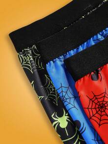 3件套蜘蛛和蜘蛛网印花趣味舒适撞色青少年平角内裤