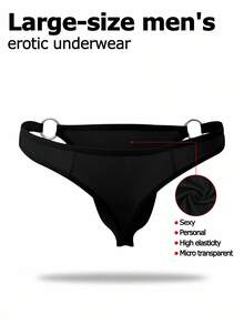 SHEIN DrisQ Plus Size Men's Solid Color Sexy G-String With Ring Detail