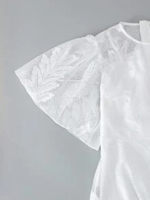 Sparklyn 优雅奢华的白色网眼少女婚纱 - 白色 - 查看 3