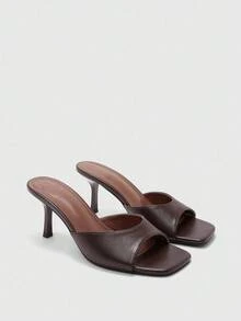 CUCCOO BIZCHIC Women's Coffee Color Square Toe Thin High Heel Strap Casual Versatile High Heel Sandals, Sexy For Dates, Parties, Summer Outfits For Christmas - Coffee Brown - View 1