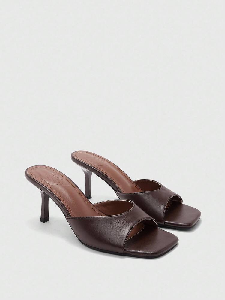 CUCCOO BIZCHIC Women's Coffee Color Square Toe Thin High Heel Strap Casual Versatile High Heel Sandals, Sexy For Dates, Parties, Summer Outfits For Christmas Spring Shoes Summer Shoes