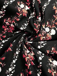 Modelyn Vestido corto de manga corta con volantes de talla grande para mujer, con estampado romántico elegante de rayas y flores - Multicolor - Ver 7