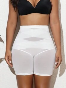 SHEIN Ropa interior moldeadora de malla para mujer, de moda, sencilla y cómoda - Blanco - Ver 6