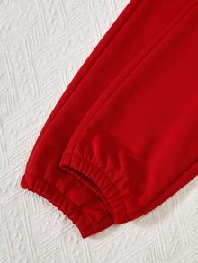 Tween Girl Letter Graphic Bodysuit & Sweatpants - Burgundy - View 4