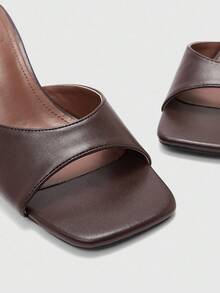 CUCCOO BIZCHIC Women's Coffee Color Square Toe Thin High Heel Strap Casual Versatile High Heel Sandals, Sexy For Dates, Parties, Summer Outfits For Christmas - Coffee Brown - View 5