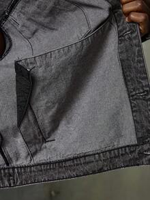 NEON BLANC Men's Casual Dropped Shoulder Loose Shiny Long Sleeve Jacket, For Fall Winter - Grey - View 6