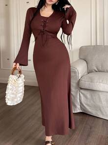 Modelyn Vestido casual con nudo y bajo de sirena sexy para mujeres - Púrpura malva - Ver 7