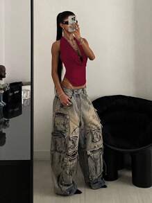 StreetHx Women's Coffee Brown Music Festival Cowl Neck Streetwear Beach Vacation Sexy Camisole