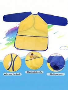1/2/4pcs Kids Art Smock, Toddler Painting Smock,Waterproof Long Sleeve Kids Art Apron With 3 Pockets For Children - Multicolor - View 3