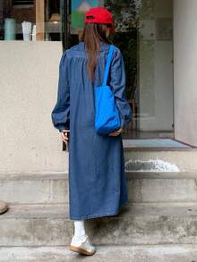 DAZY 宽松休闲彼得潘领牛仔A字长裙，适合秋季少女