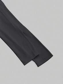 SHEIN EZwear 女式大码高领褶饰长袖修身 T 恤，深灰色 - 深灰色 - 查看 3