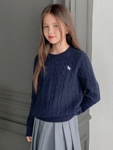 Hapijoa 青少年女孩日常休闲毛衣，秋季