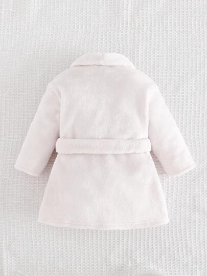 Cozy Pixies Áo choàng lông cừu trơn màu cho trẻ sơ sinh có dây buộc, đồ mặc ở nhà thoải mái