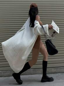 DAZY Cárdigan holgado, suelto y casual de estilo vintage para otoño/invierno - Blanco - Ver 1