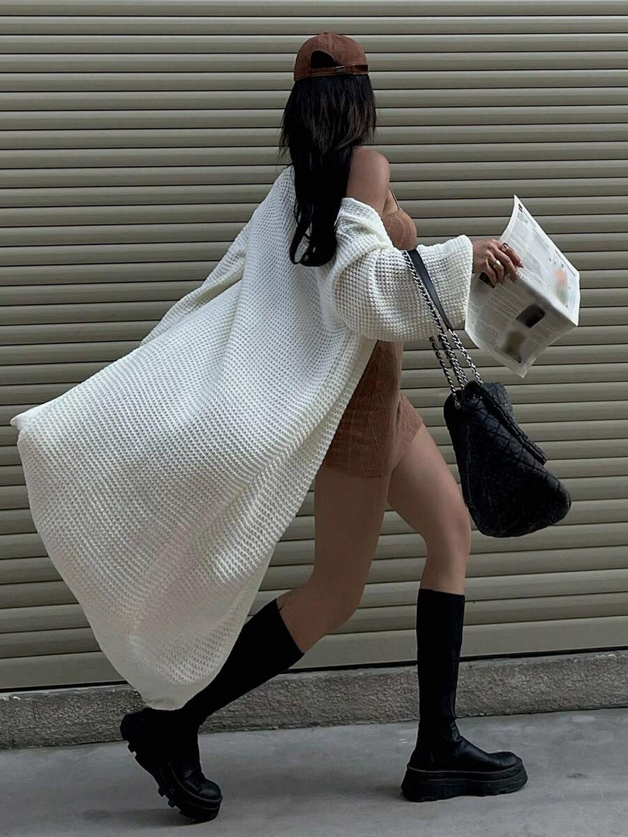 DAZY Cárdigan holgado, suelto y casual de estilo vintage para otoño/invierno - Blanco - Ver 1