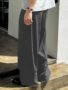 DAZY Men's Striped Navy Blue Suit Pants, Suitable For Commuting All Year Round Fall - Light Grey - View 2