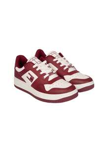 Tommy Hilfiger Retro Leather Cupsole Basketball Men's Casual Sneakers Red White EN0EN02532 - Red - View 2