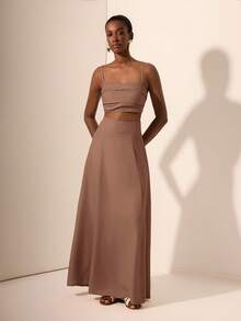 Zivah 2025 夏季新品 音乐节, 复活节, 圣帕特里克节, 西部风, 游牧风, 生日派对, 毕业典礼, 学生, 日常休闲, 百搭百搭, 休闲, 邮轮旅行, 海滩, 日光浴, 时尚, 荷叶边, 细肩带, 麻花针织, 竹纤维, 亚麻, 卡其色 女士两件套 - 藕粉色 - 查看 4