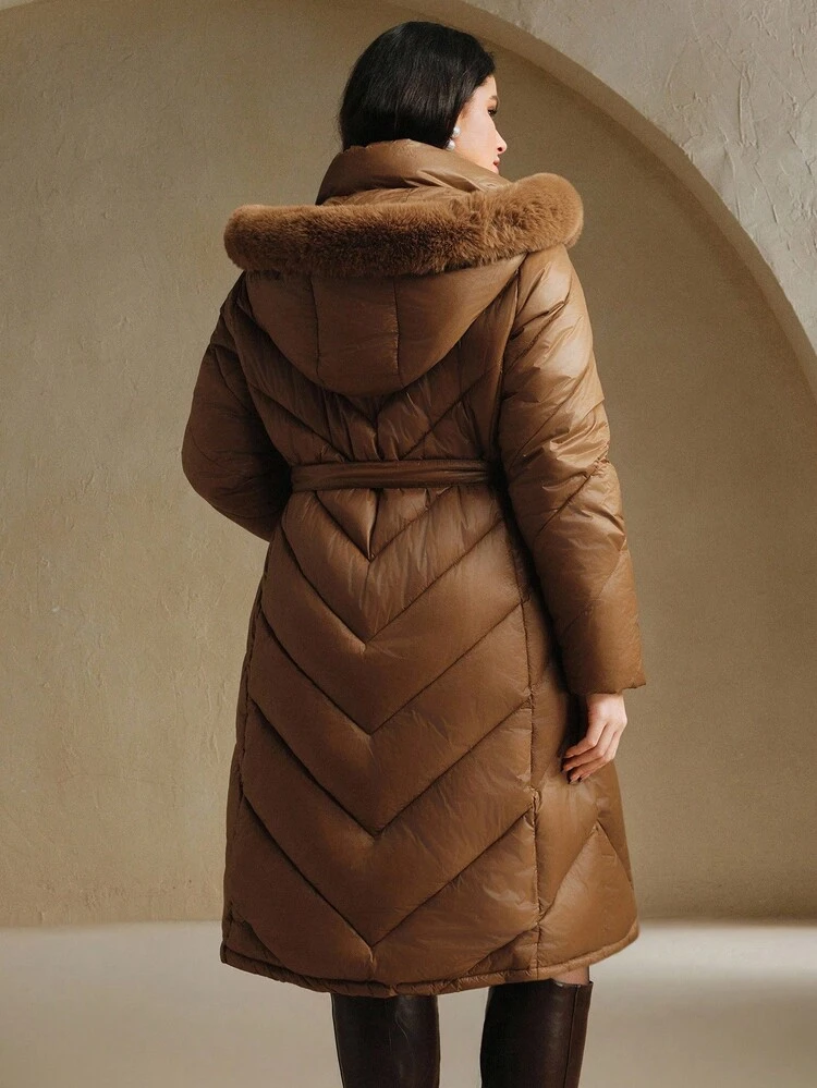 Casaco Acolchoado Plus Size, Adequado para Outono, Inverno, Saída, Elegante, Formal, Festa, Chique, Ano Novo, Casaco de Inverno Feminino, Natal, Trabalho, Formatura, Casamento