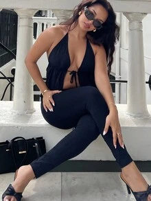 NegzBox Women's Solid Color High Waist Casual Skinny Pants