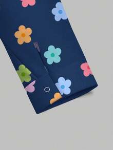 PopScrub Women All-Over Print Long Sleeve Uniform Jacket, Scrub Outerwear, Spring/Autumn - Multicolor - View 3