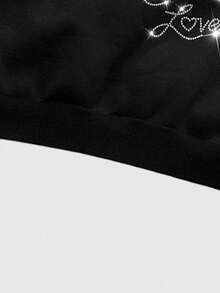 ROMWE MEN Paul Frank X ROMWE Áo hoodie họa tiết chữ và đá Rhinestone hoạt hình dành cho nam, thích hợp mặc hàng ngày, mùa thu/đông - màu đen - Xem 5