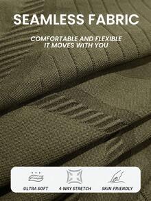 SHEIN Sports 女士高腰橄榄绿色无缝紧身瑜伽裤