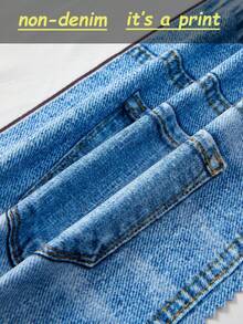 SHEIN Toddler Girl Everyday Casual Plain Blue Imitation Denim Long Pants With Pocket Details Toddler Jeans Pack Toddler Leggings Fall Winter - Blue - View 7