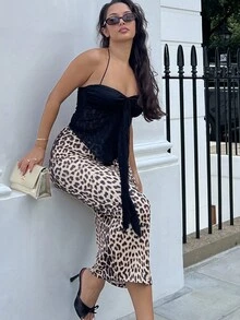 NegzBox Leopard Print Pencil Skirt - Multicolor - View 3