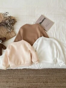 SHEIN 3pcs/Set Baby Girl Leopard Print Thermal Lined Thick Long Sleeve Sweatshirts, Suitable For Autumn/Winter