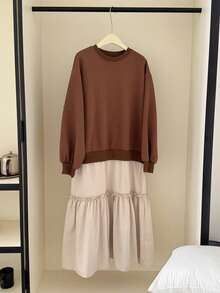 DAZY 女式拼色拼接二合一长裙