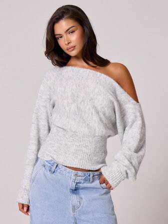 MUSERA Fluffy Knit Asymmetrical Shoulder Cinched Waist Mohair Top Fall, Autumn, Old Money, Cute, Country, Cottage Core, Casual Lounges For Women Butterscotch Winter Christmas Elegant Evening Party