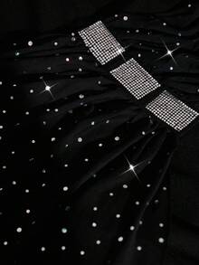 SHEIN Clasi 加大码黑色亮片装饰连体裤，开衩袖设计，适合宴会、派对和各种活动；加大码优雅亮片网纱披肩袖喇叭袖阔腿连体裤，高弹针织面料；女士正式连体裤、婚礼宾客礼服、女士正式礼服、女士生日礼服、女士优雅连衣裙、生日礼服、婚礼宾客礼服、女士高雅装扮、女士派对礼服、飘逸连衣裙、复古风格女士装、秋季女装、加大码秋季服装、新娘母亲礼服、婚礼宾客礼服、婚礼宾客正式礼服、优雅婚礼宾客礼服、加大码婚礼宾客礼服、婚礼礼服、曲线婚礼宾客礼服、参加婚礼的礼服、婚礼场合礼服、女士优雅连衣裙、女士假日装扮，适合多种场合。场合、派对连体裤 - 黑色 - 查看 3