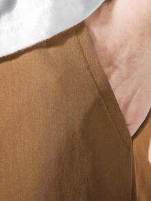 Manfinity Hypemode 宽松男士翻盖口袋侧抽绳腰裤，男士秋季出游2025新款男士秋季百搭休闲裤，适合秋季 - 棕色 - 查看 6