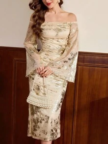 Vintamour 复古优雅女式连衣裙 金色单肩休闲派对连衣裙 女士优雅婚礼宾客连衣裙 女士秋季服装 女士优雅连衣裙 万圣节服装 万圣节服装 新娘妈妈婚礼礼服 女士优雅服装 秋季女装 女士秋季连衣裙 女士秋季服装 婚礼宾客礼服 优雅婚礼宾客连衣裙 秋季服装 女士婚礼宾客正式连衣裙 - 杏色 - 查看 6