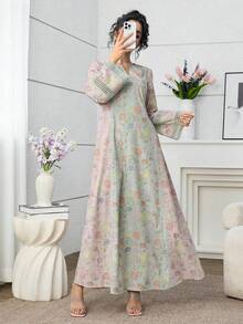 Yasmyna Romantic Floral Lace Patchwork Loose Fashionable Dress For Women - Multicolor - View 4